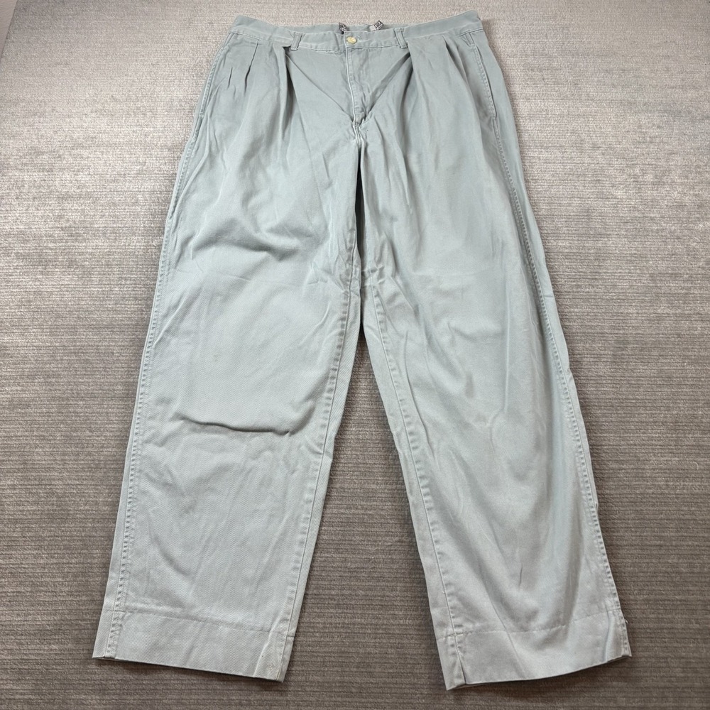 VTG 90s  Polo Ralph Lauren Pants Mens 34x28 Light Mint Pleated Chino Preppy